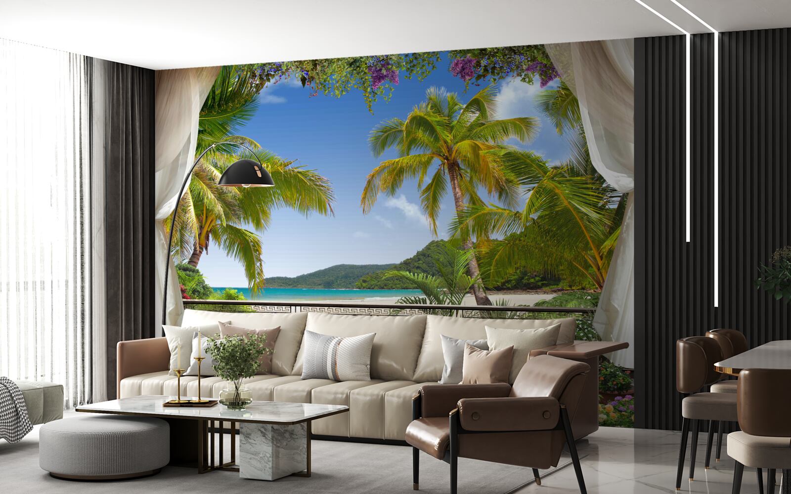 Fototapeta krajina s palmami na pláži