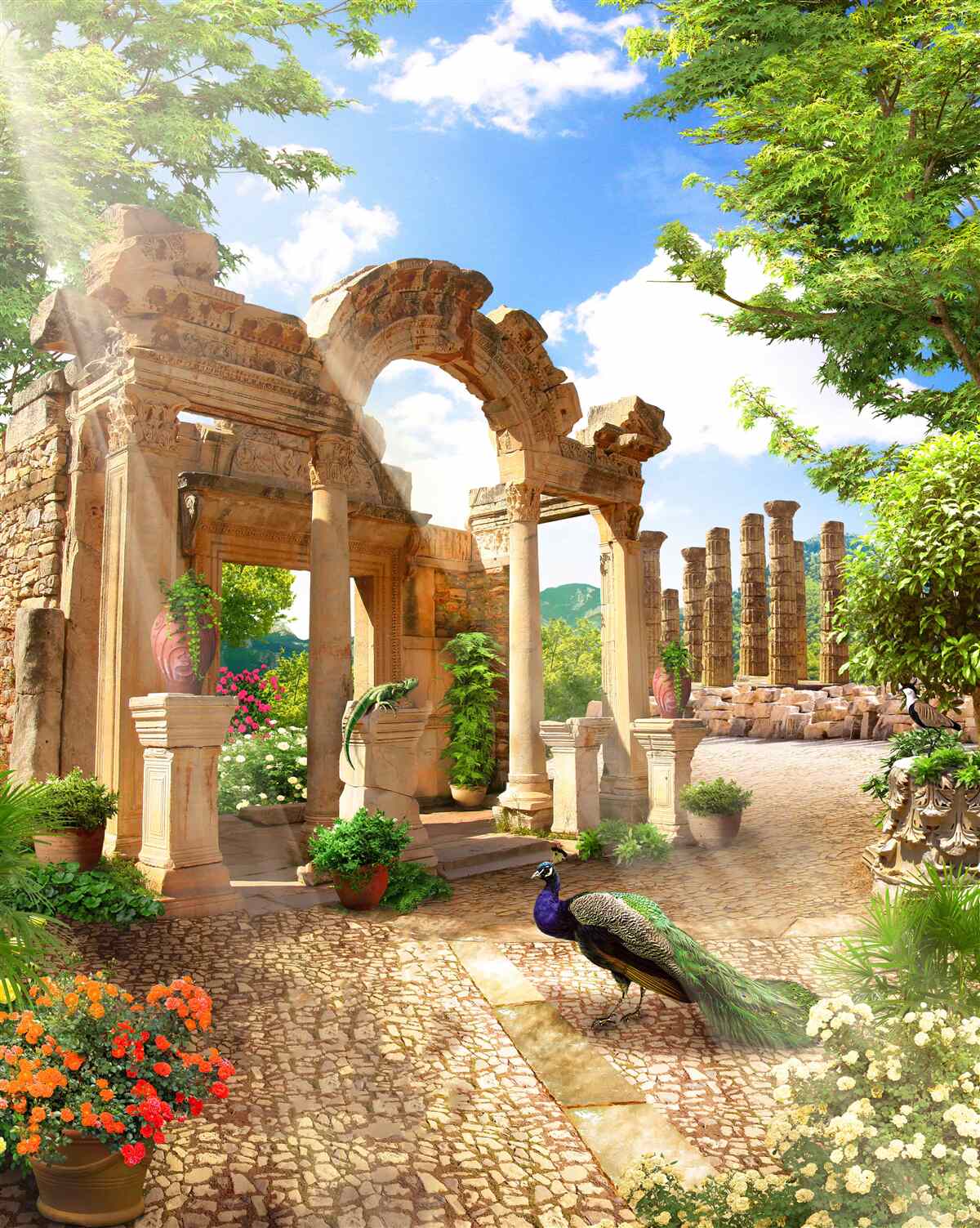 Fototapeta oblúkové kamenné konštrukcie s podperami