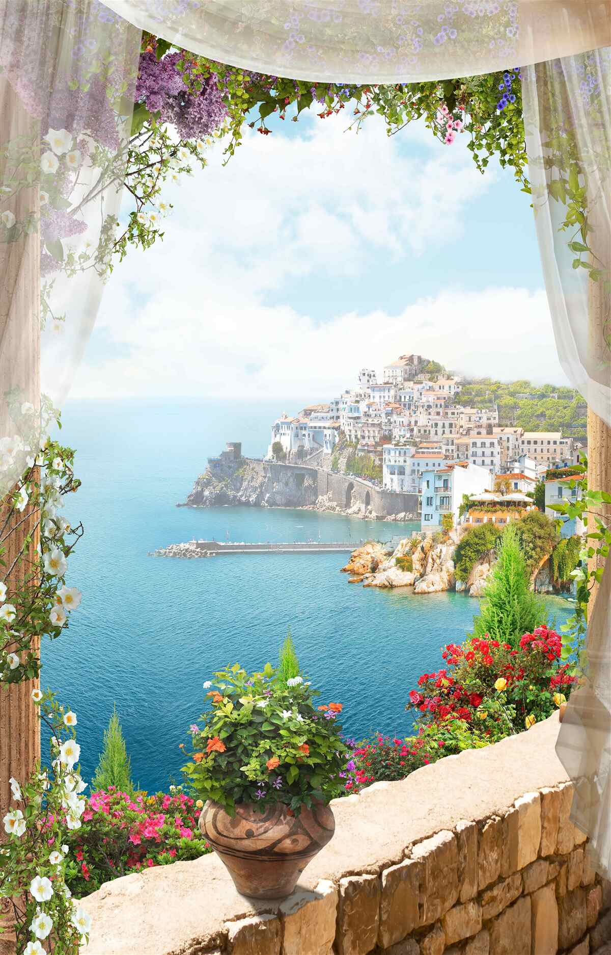 Fototapeta úchvatné more a mestská krajina