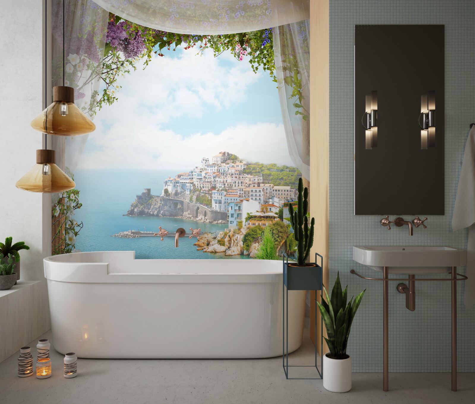 Fototapeta úchvatné more a mestská krajina