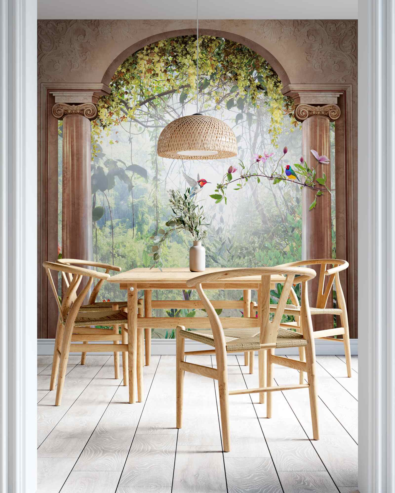 Fototapeta záhrada s kamenným oblúkom