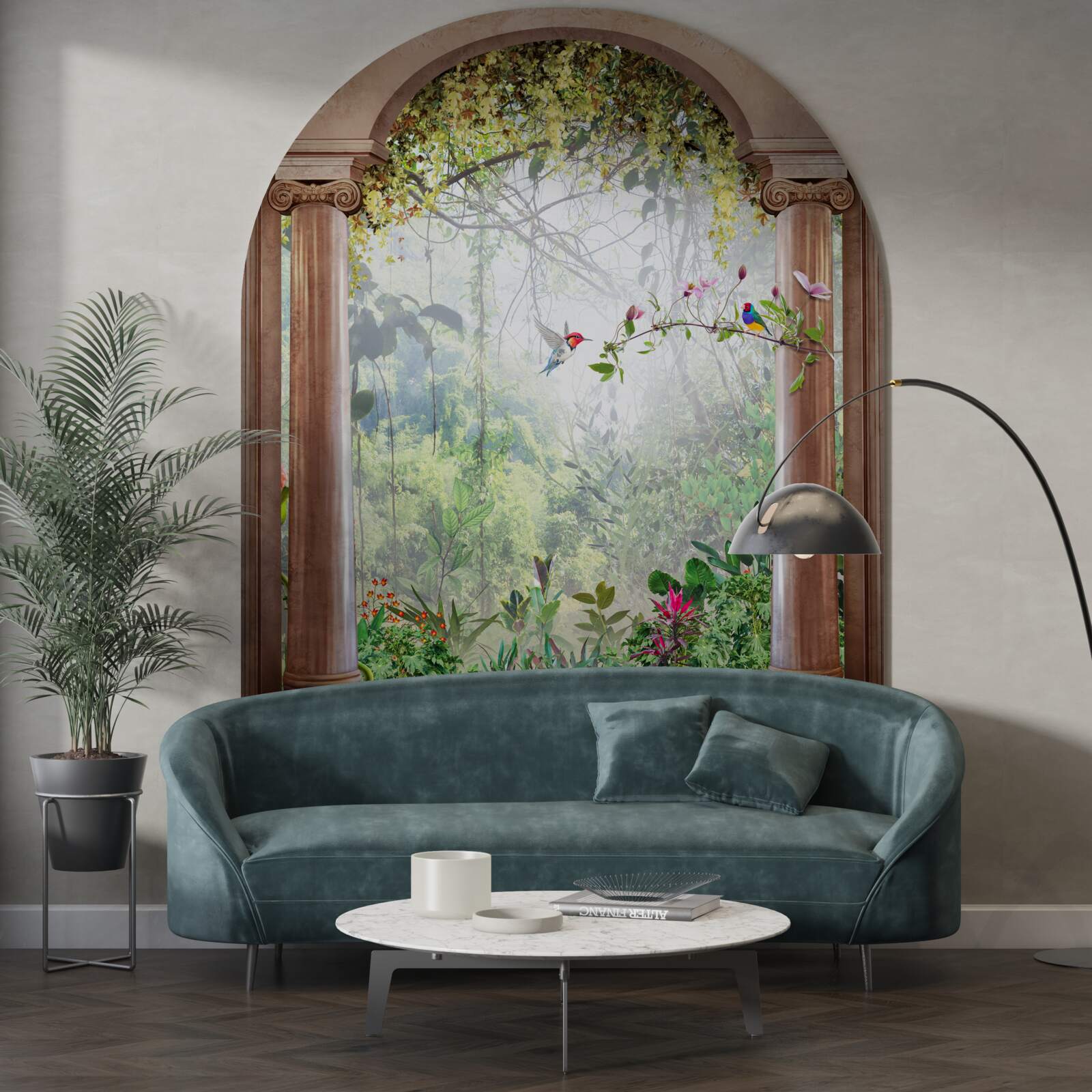 Fototapeta záhrada s kamenným oblúkom