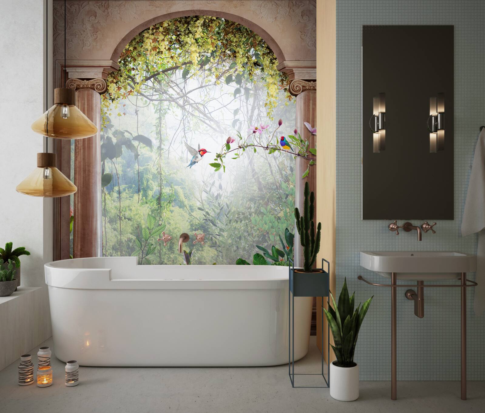 Fototapeta záhrada s kamenným oblúkom