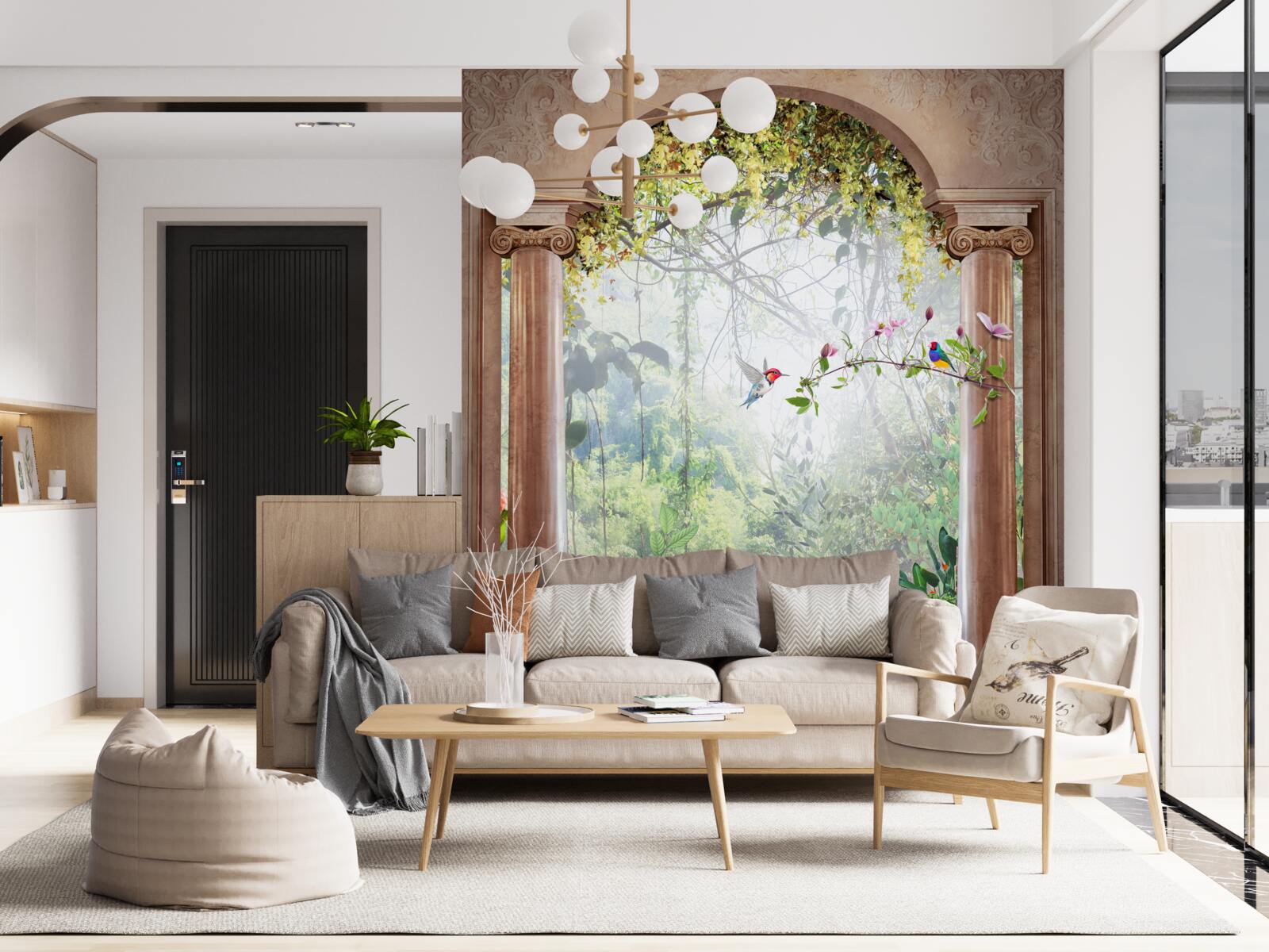 Fototapeta záhrada s kamenným oblúkom