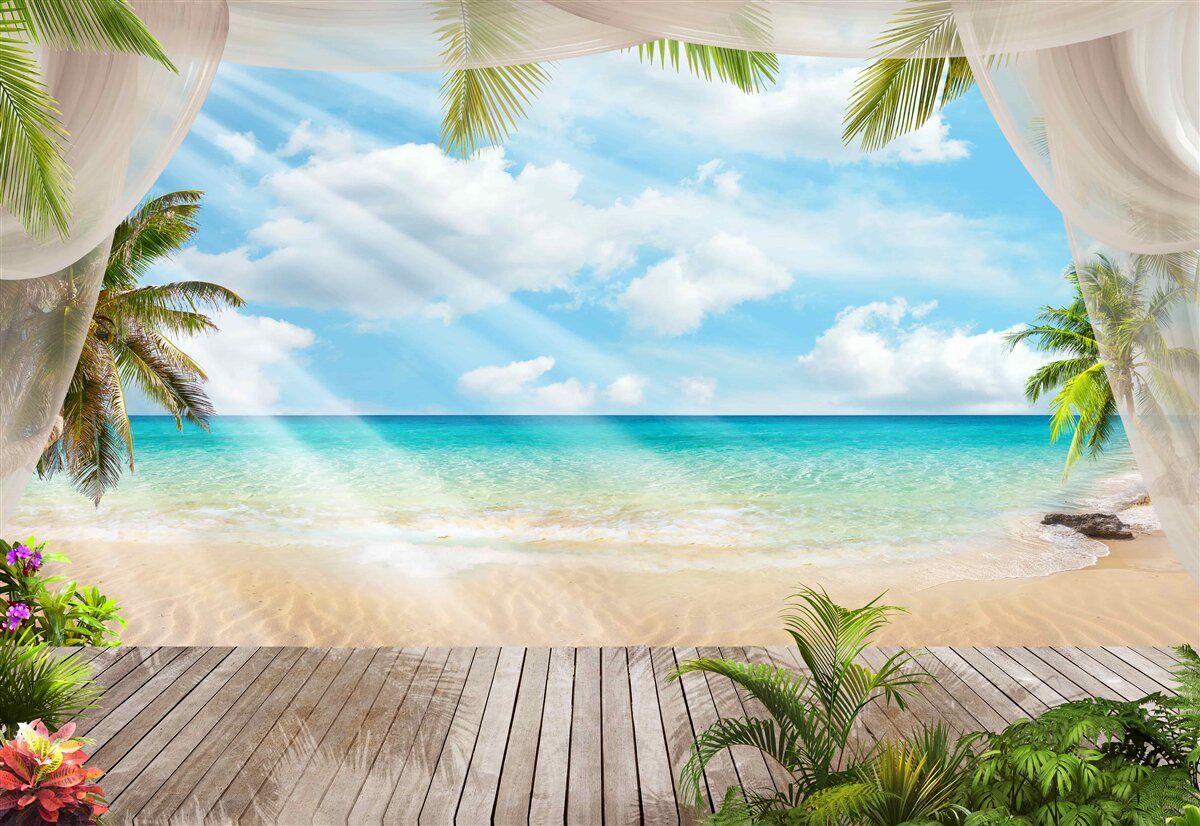 Fototapeta cesta k oceánu cez závoj