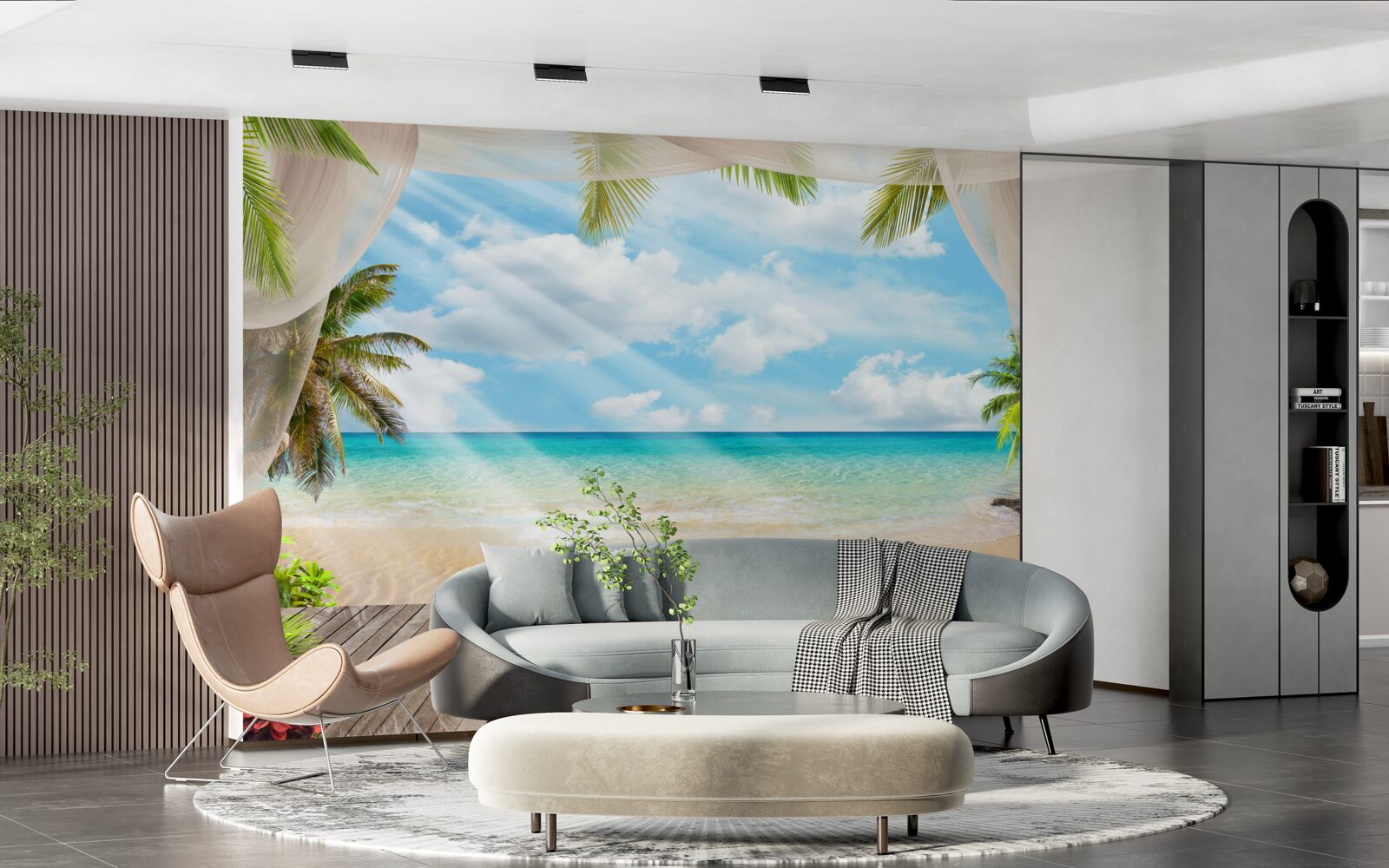 Fototapeta cesta k oceánu cez závoj