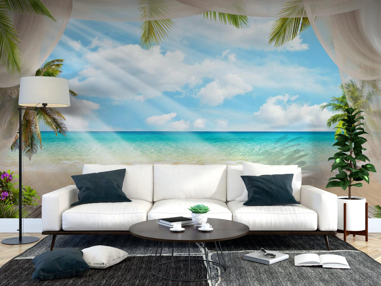 Fototapeta cesta k oceánu cez závoj