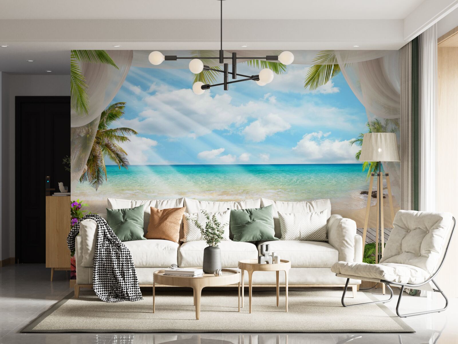 Fototapeta cesta k oceánu cez závoj