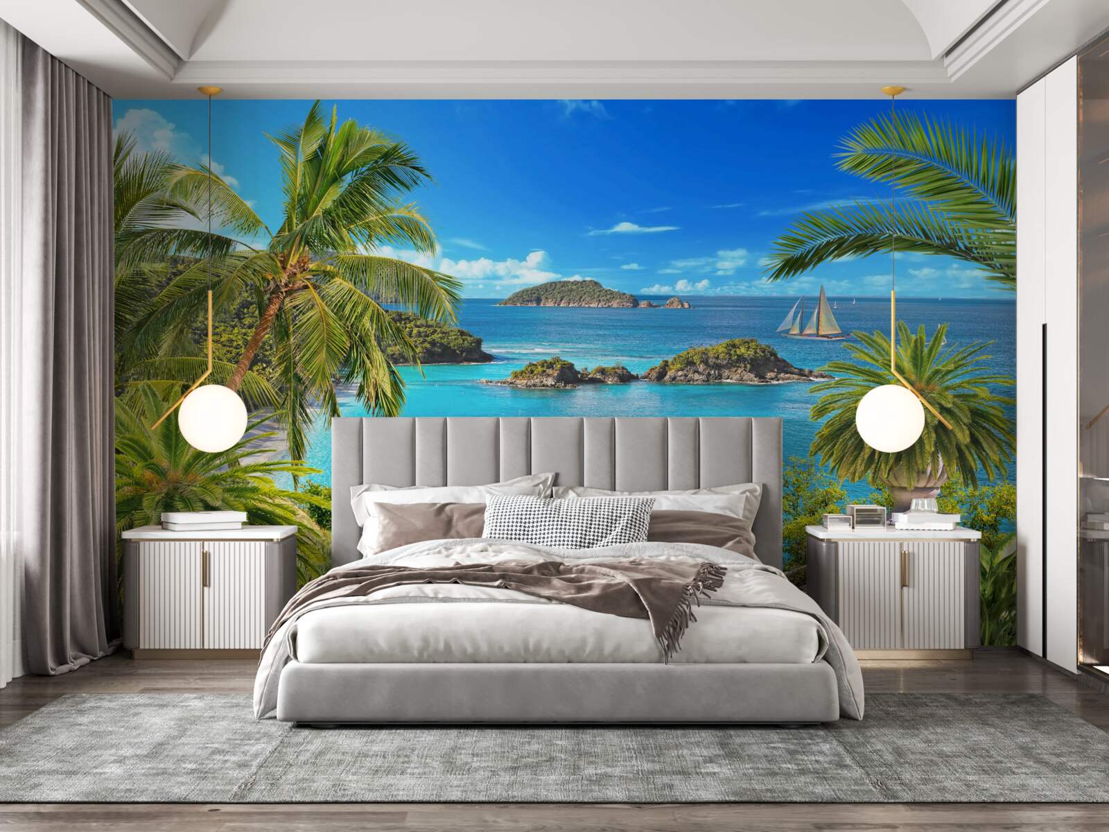 Fototapeta oceán a kokosové palmy