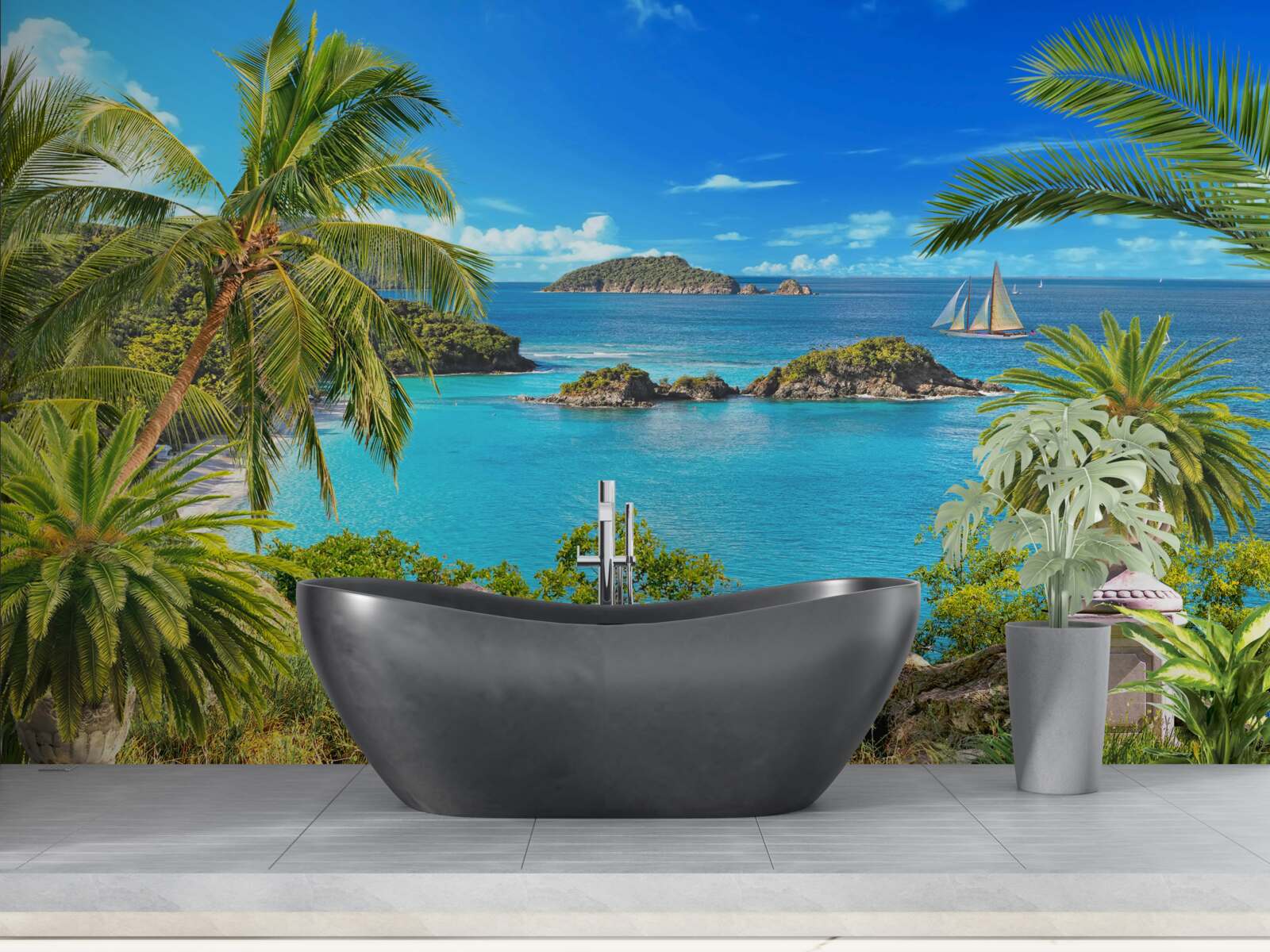 Fototapeta oceán a kokosové palmy