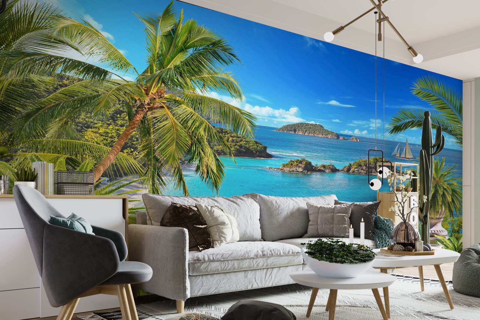 Fototapeta oceán a kokosové palmy