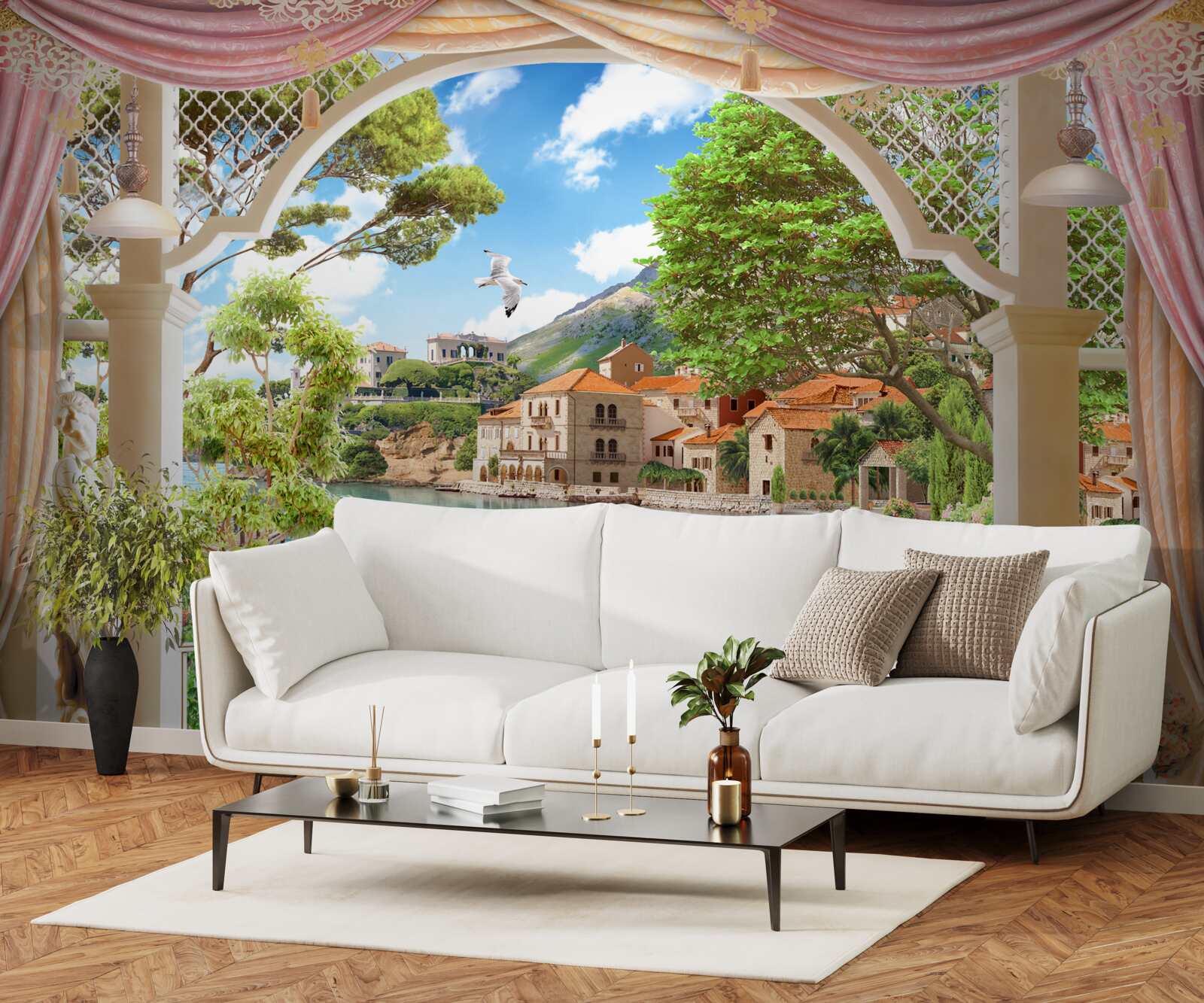 Fototapeta balkón s výhľadom na more a lode