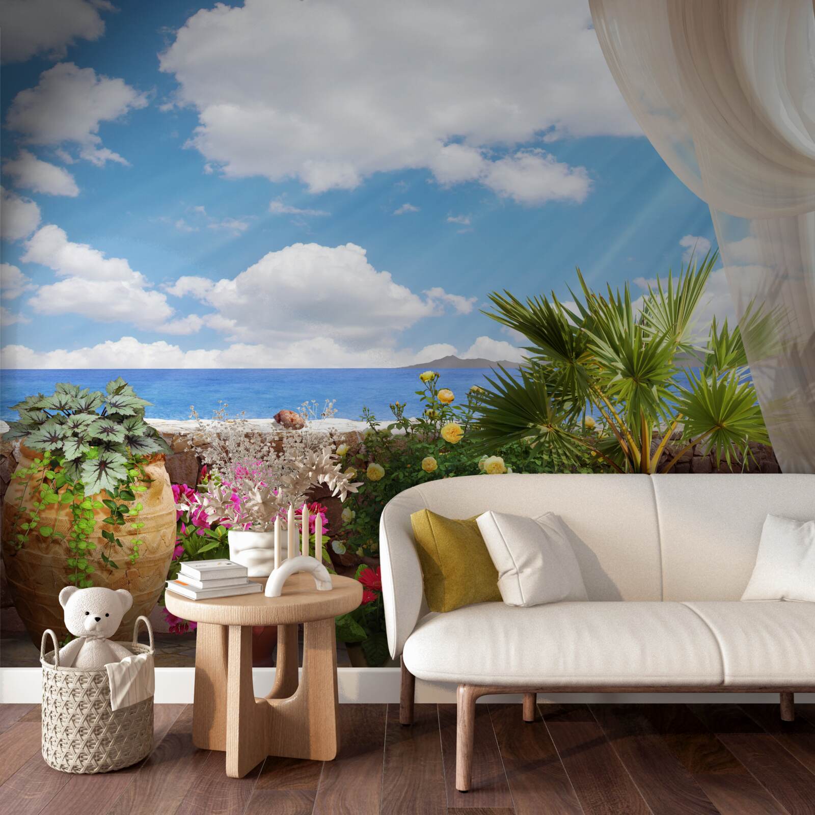 Fototapeta balkón s kvetináčmi