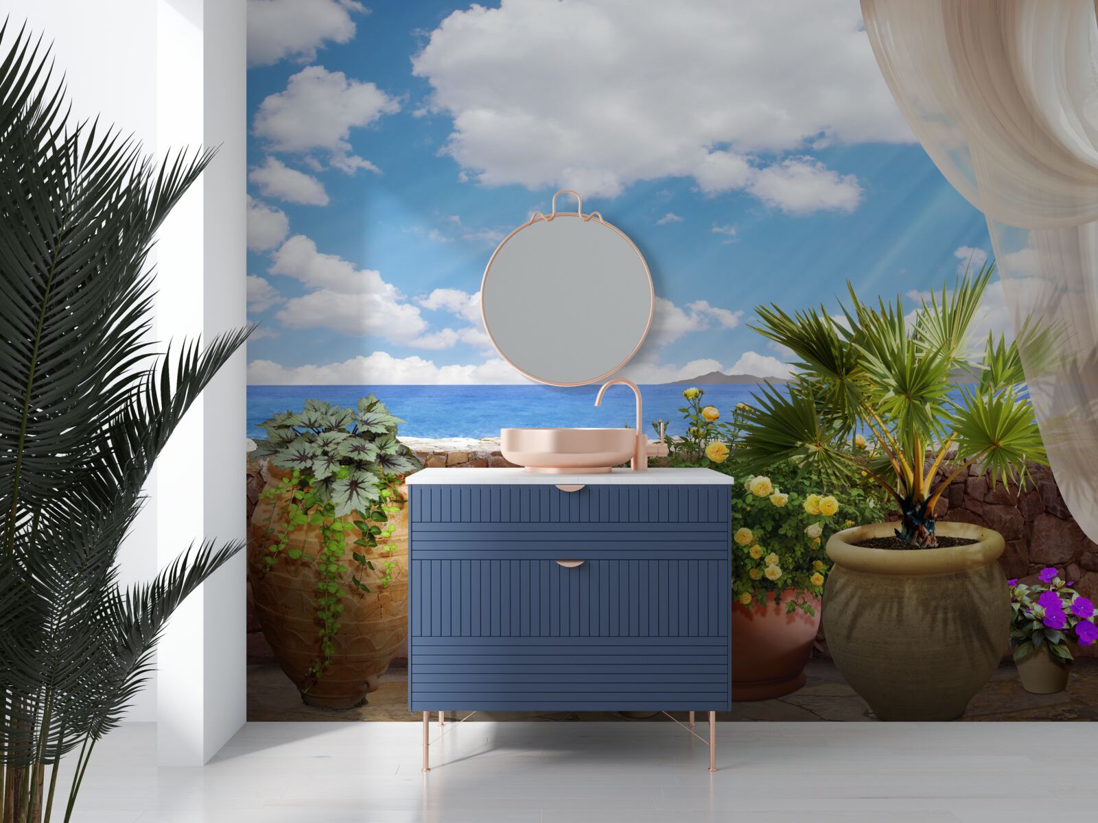 Fototapeta balkón s kvetináčmi