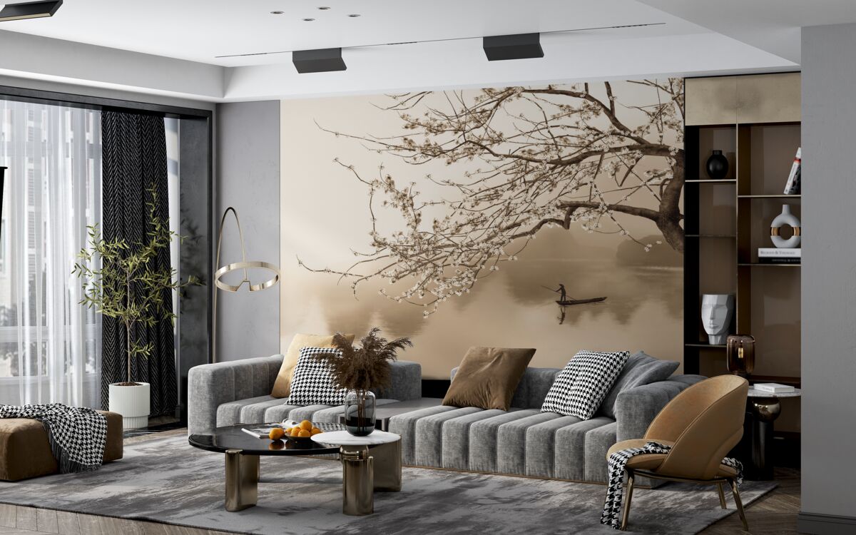 Fototapeta muž plaviaci sa na lodi