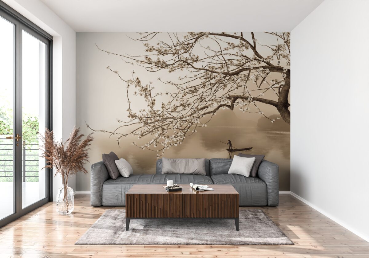 Fototapeta muž plaviaci sa na lodi