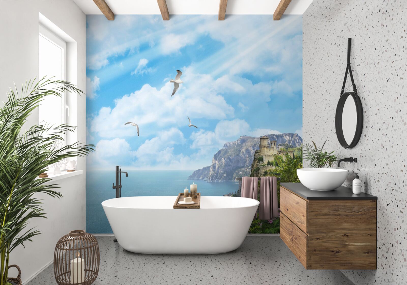 Fototapeta vtáky lietajúce nad oceánom