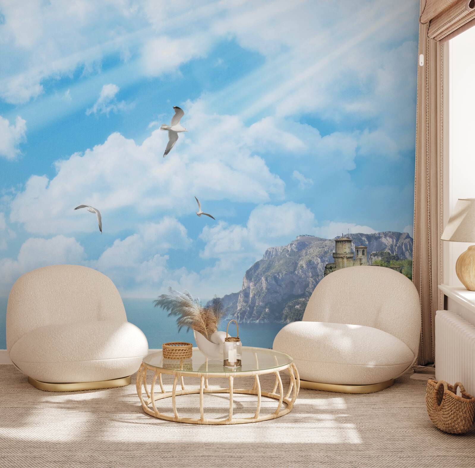 Fototapeta vtáky lietajúce nad oceánom