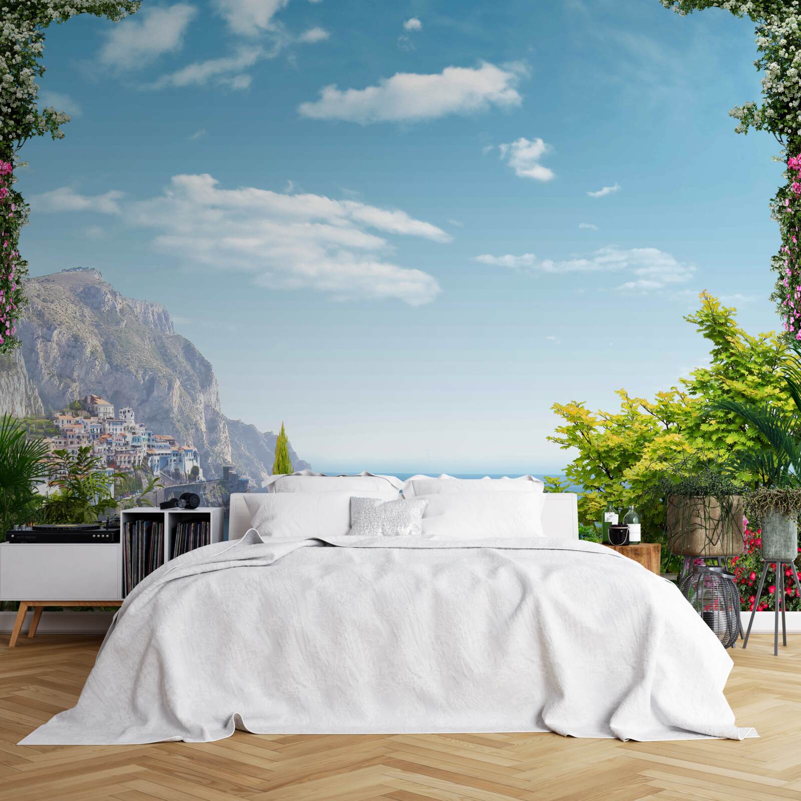 Fototapeta panoráma z balkóna s výhľadom na hory a more