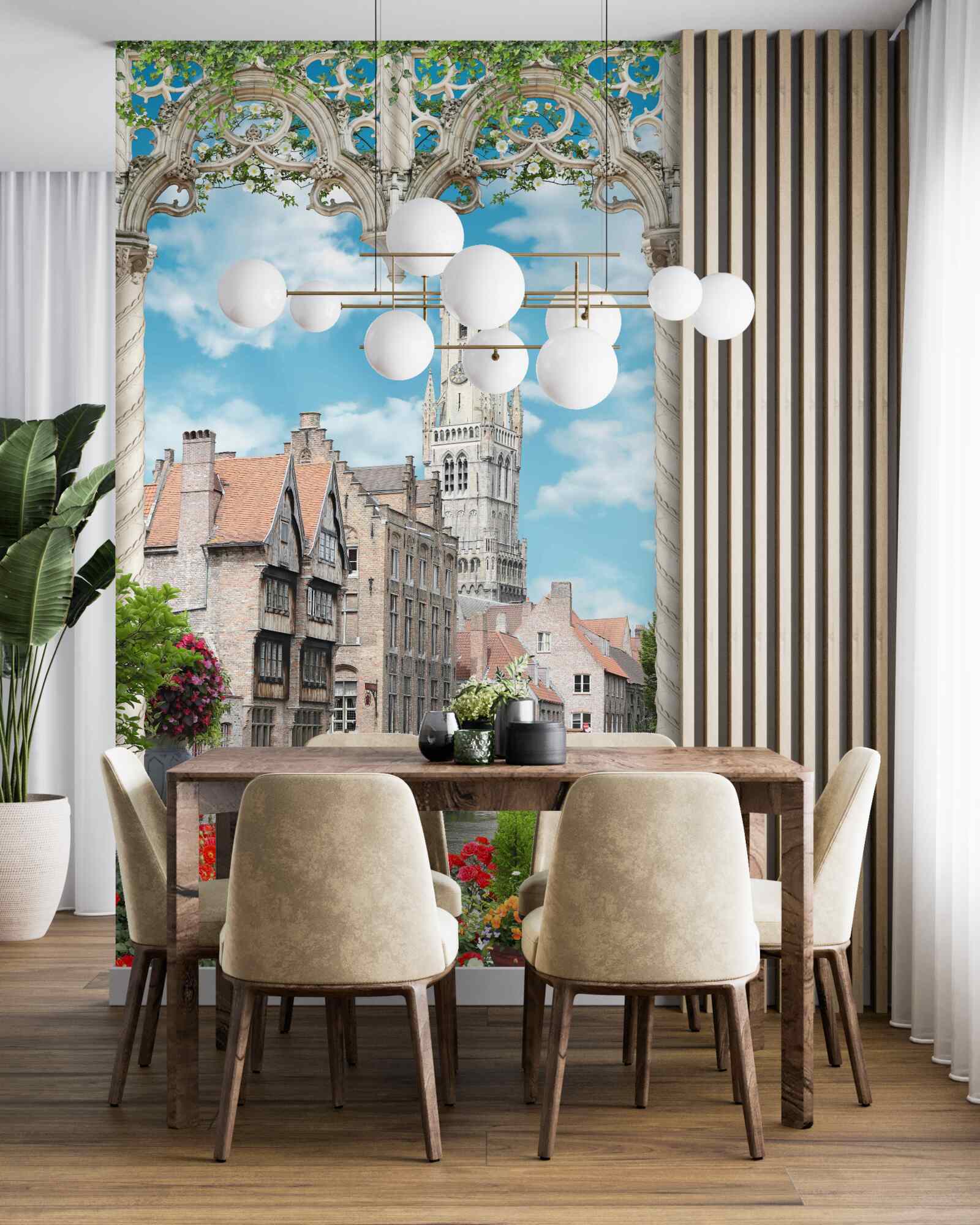 Fototapeta panoráma budov z okna