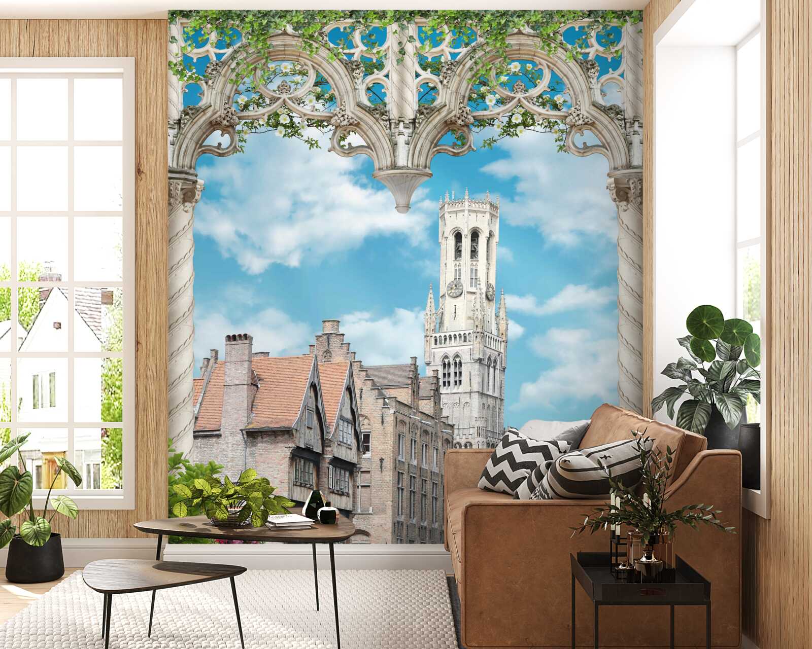 Fototapeta panoráma budov z okna