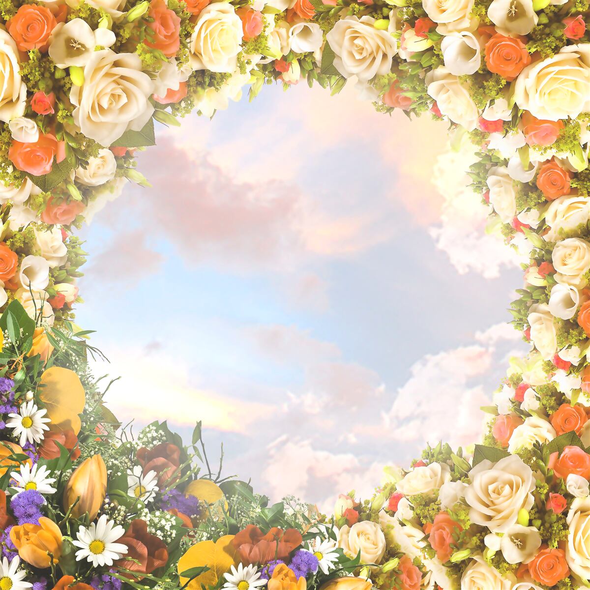 Fototapeta obloha obklopená kvetmi