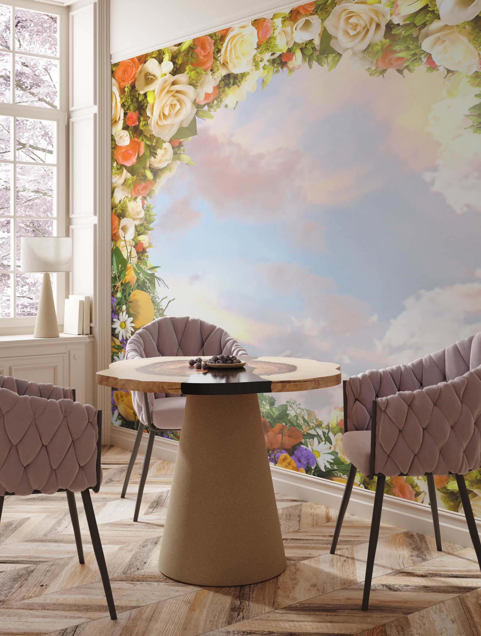 Fototapeta obloha obklopená kvetmi