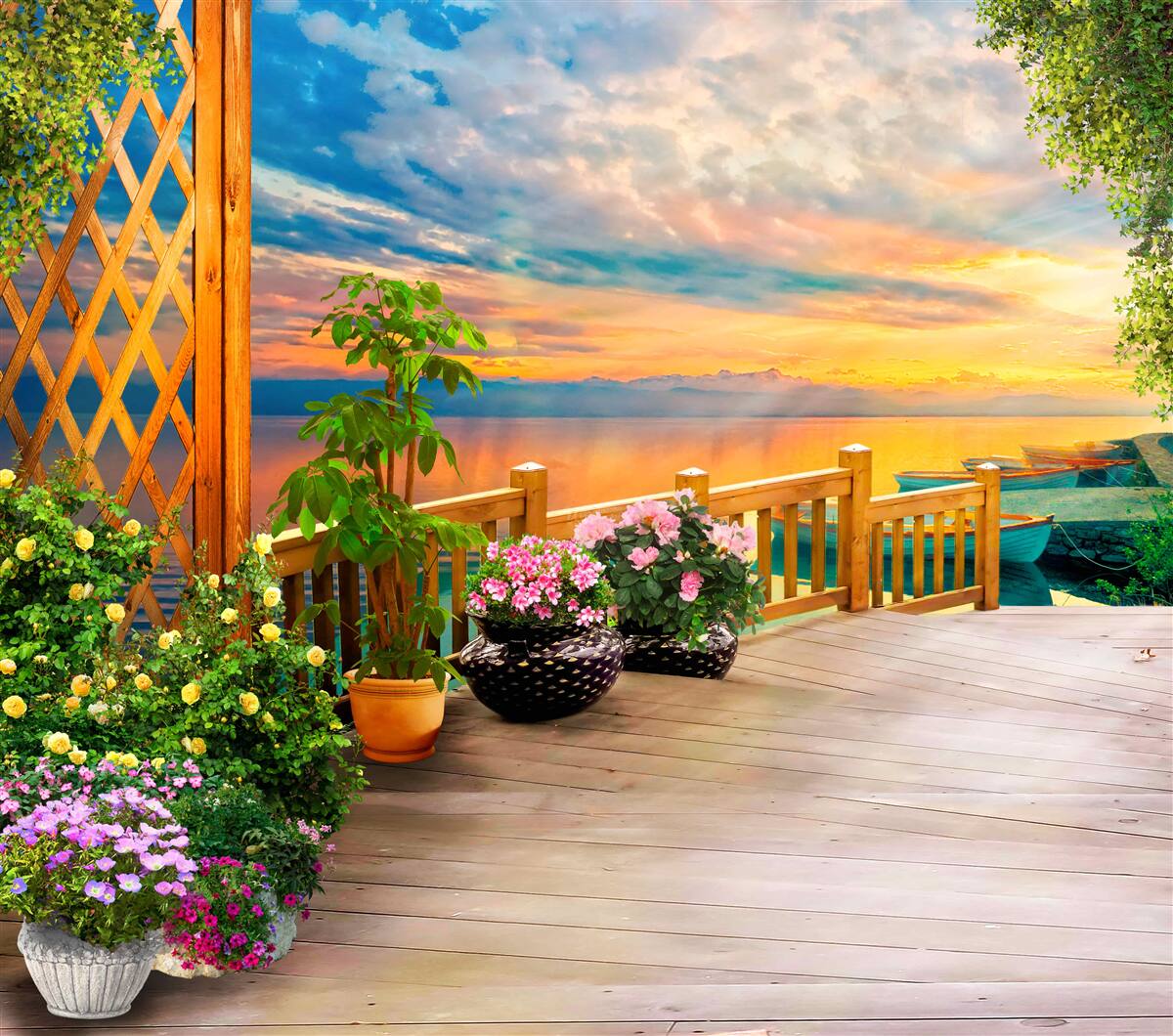 Fototapeta kvety v kvetináčoch rôznych druhov