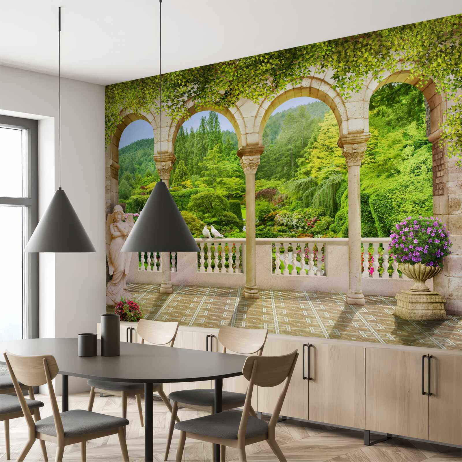 Fototapeta balkón so stĺpmi vo forme oblúkov