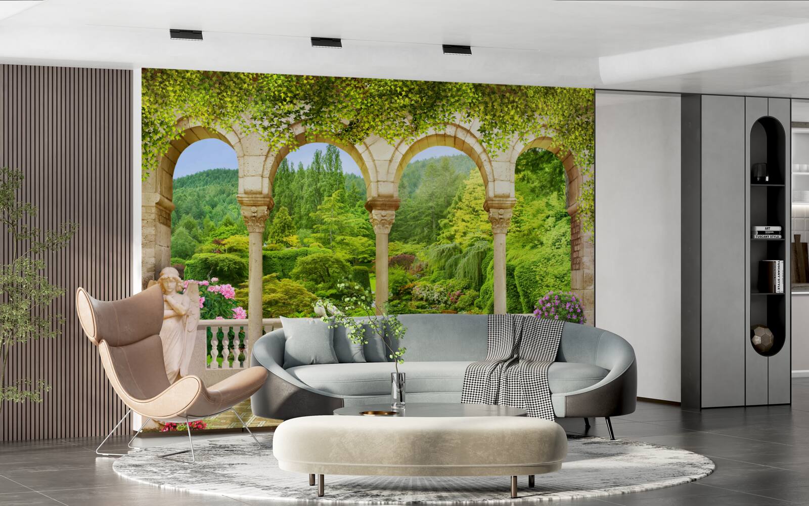 Fototapeta balkón so stĺpmi vo forme oblúkov