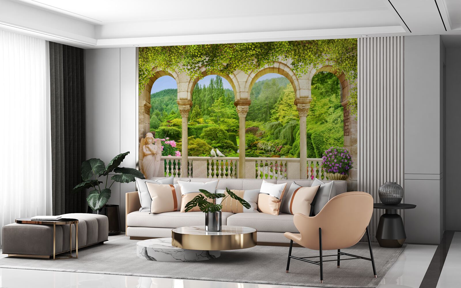 Fototapeta balkón so stĺpmi vo forme oblúkov