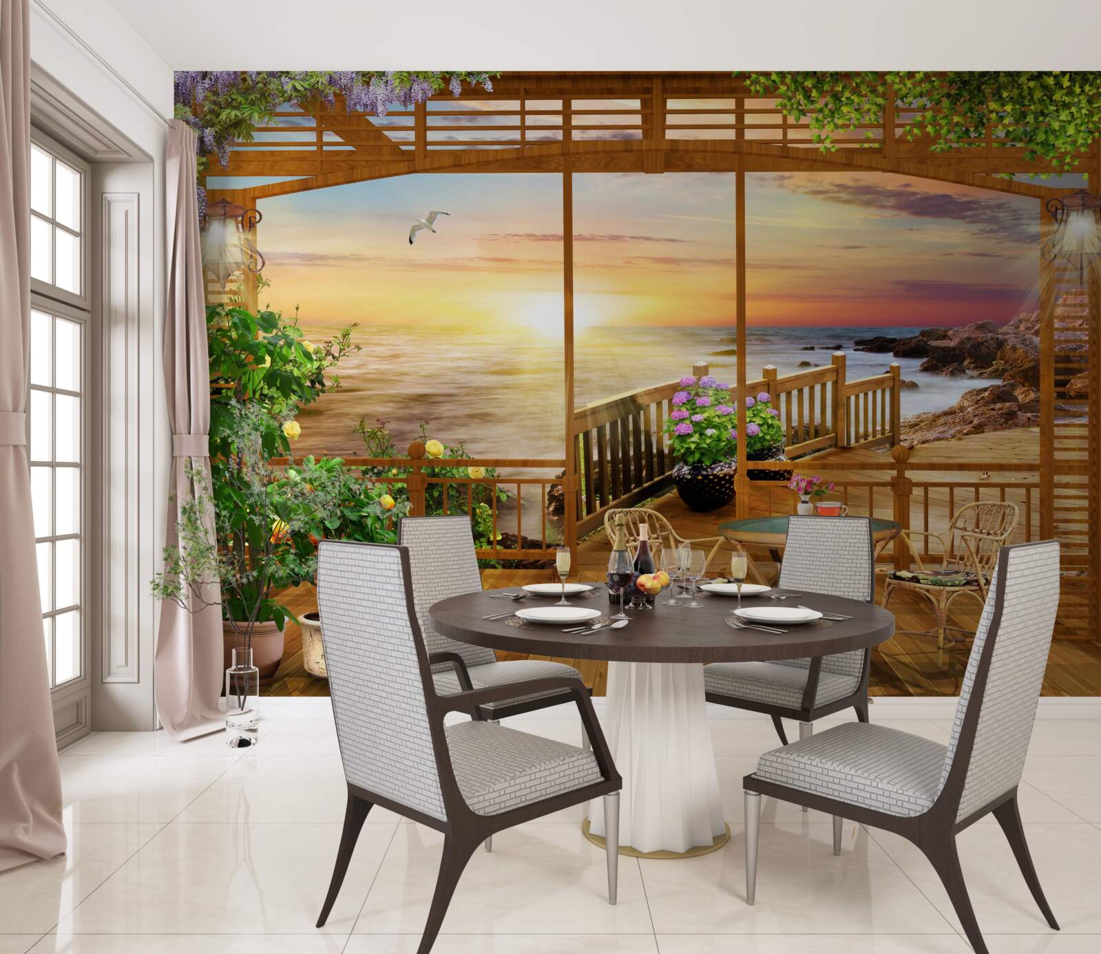 Fototapeta terasa s výhľadom na more