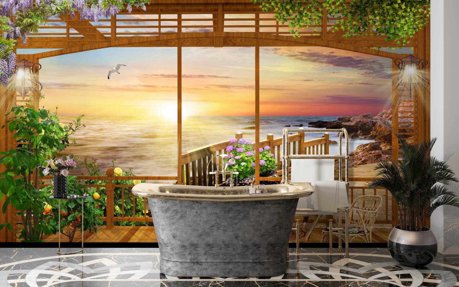 Fototapeta terasa s výhľadom na more