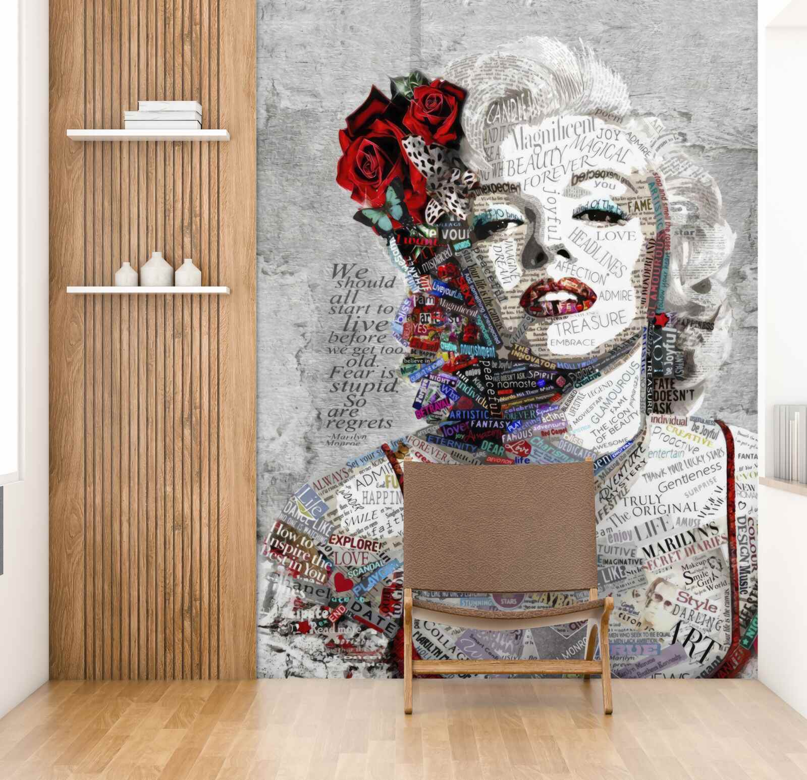 Fototapeta Marilyn Monroe s červenými ružami vo vlasoch