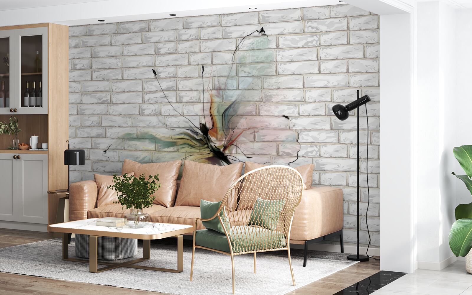 Fototapeta motýľ s priehľadnými krídlami na stene