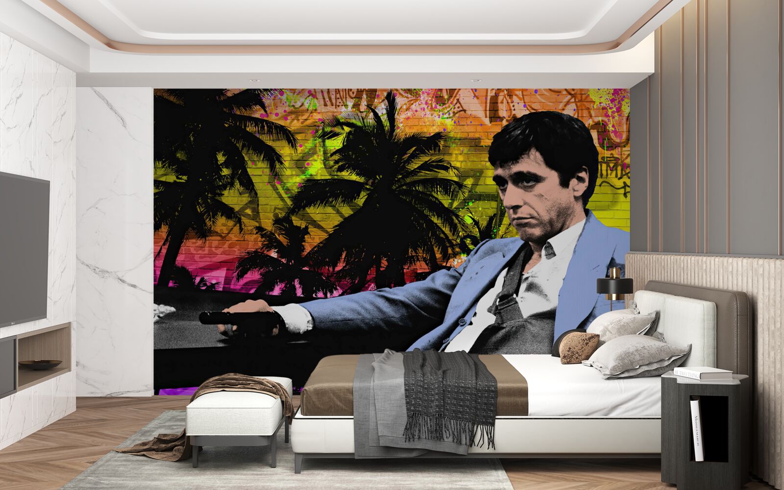 Fototapeta smutný muž sedel za stolom