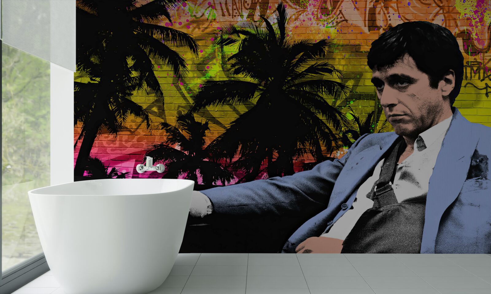 Fototapeta smutný muž sedel za stolom