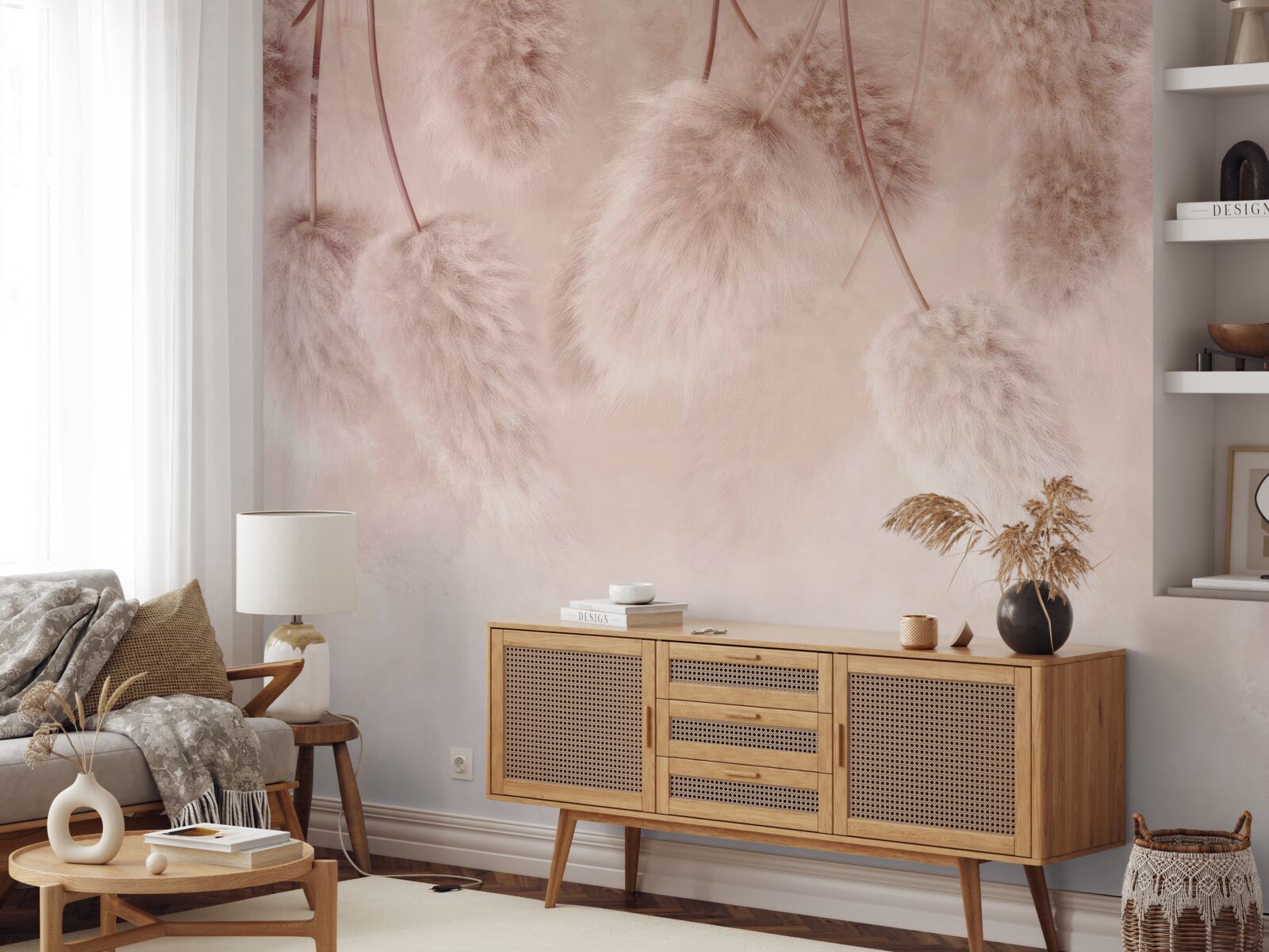 Fototapeta sušené kvety na ružovom pozadí