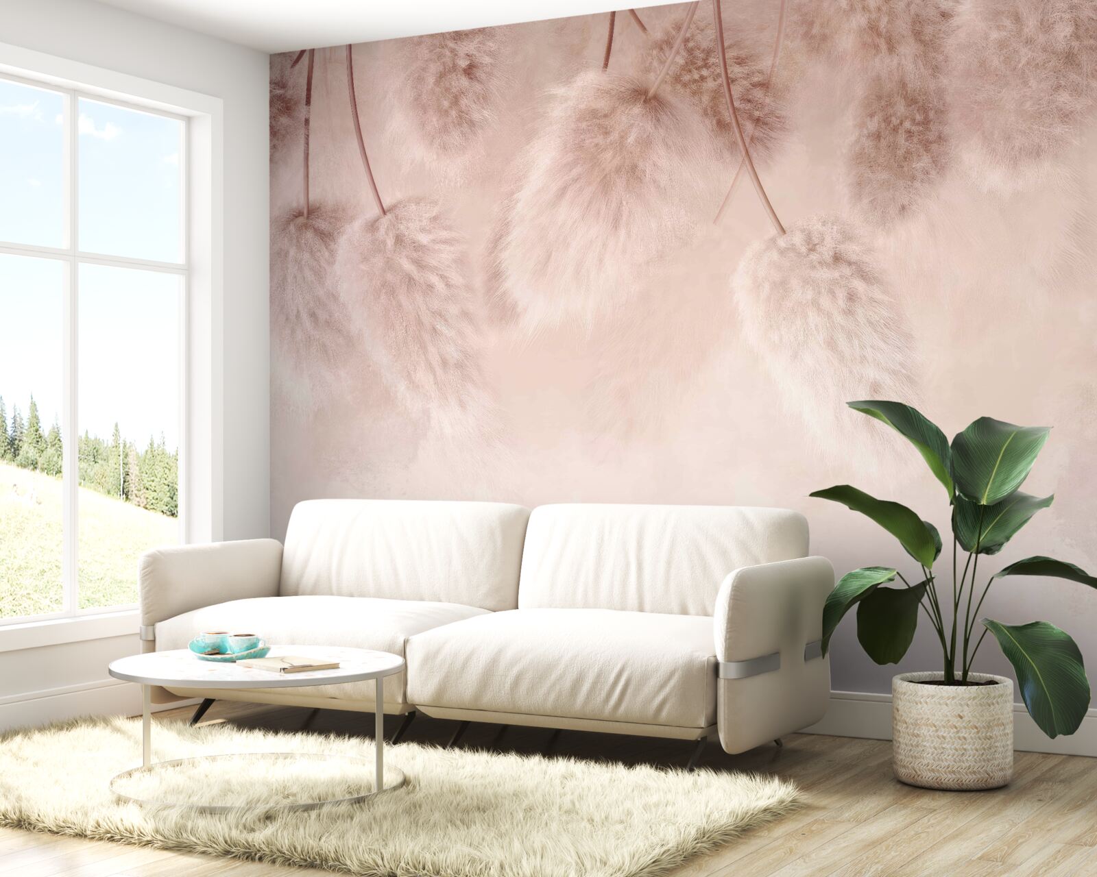 Fototapeta sušené kvety na ružovom pozadí