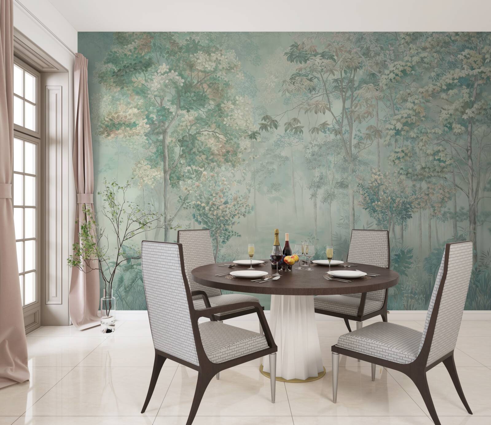 Fototapeta tajomný les zahalený v hmle