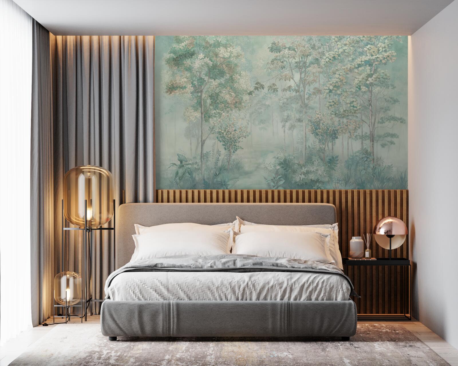 Fototapeta tajomný les zahalený v hmle