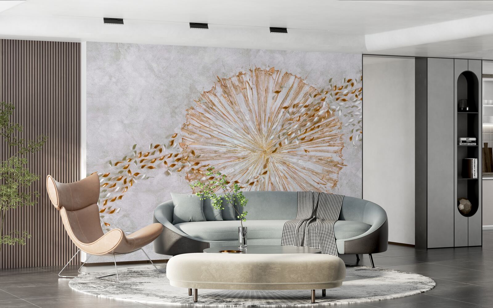 Fototapeta kruh zlata a plávajúce lístky