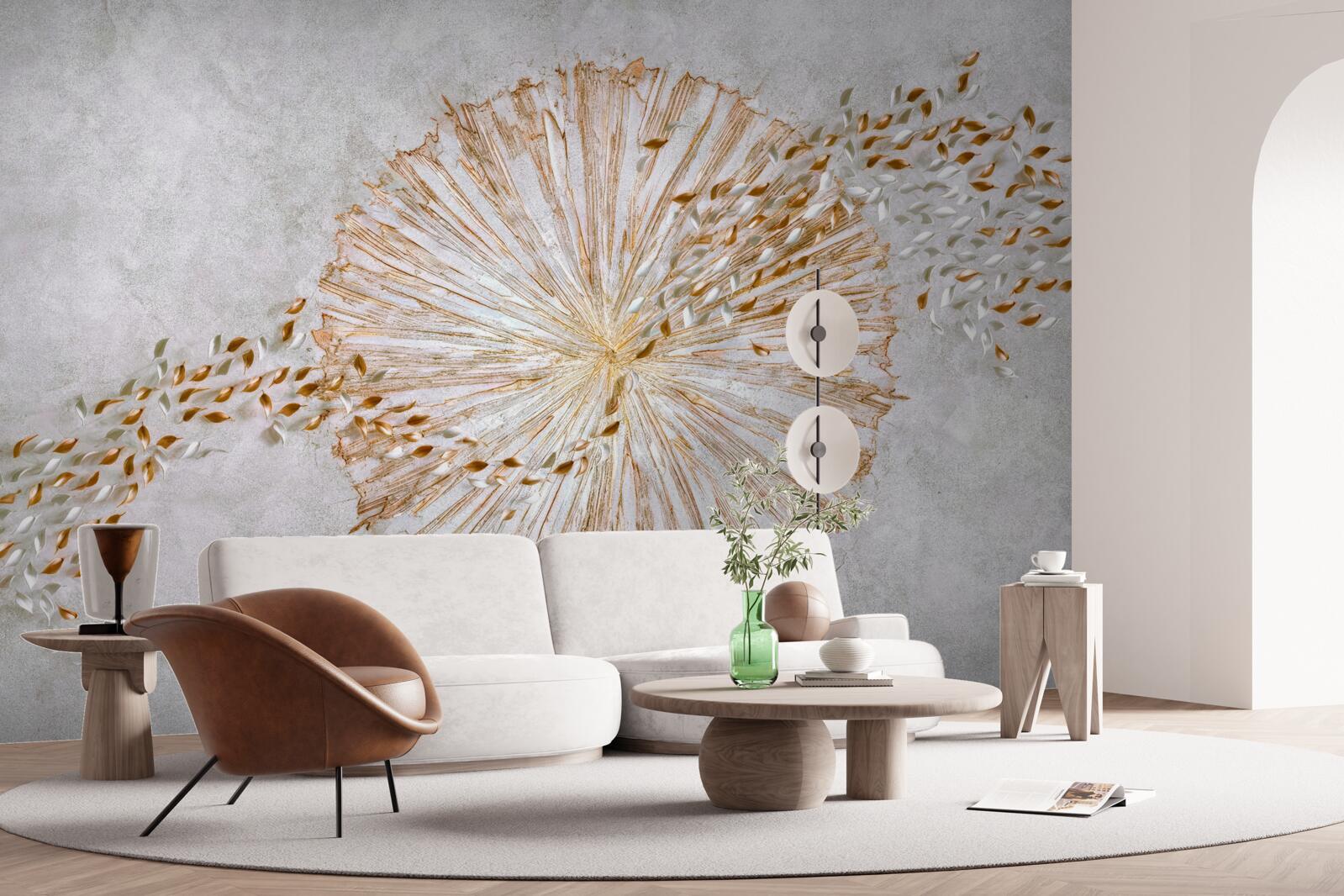 Fototapeta kruh zlata a plávajúce lístky