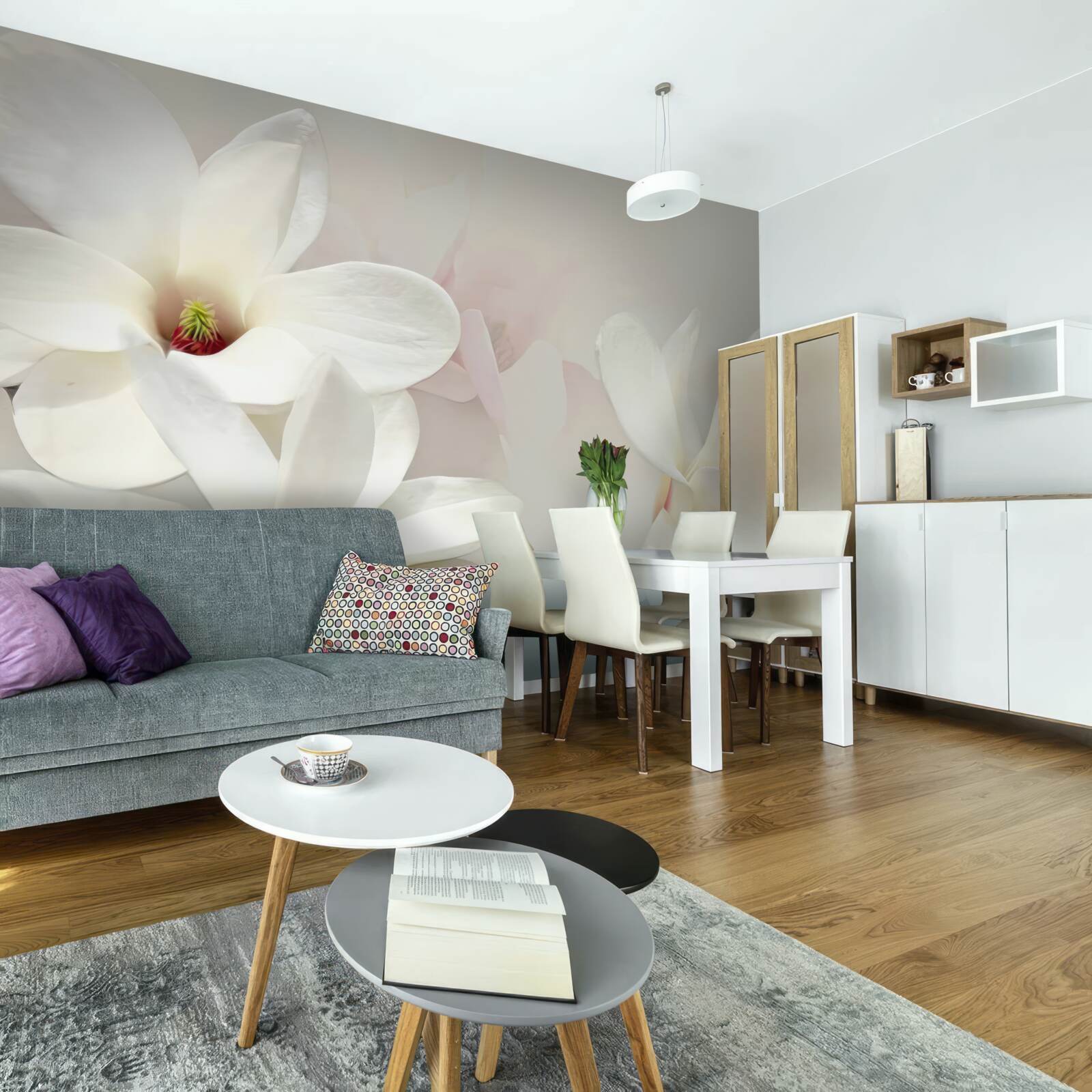 Fototapeta veľké biele kvety v plnom kvete