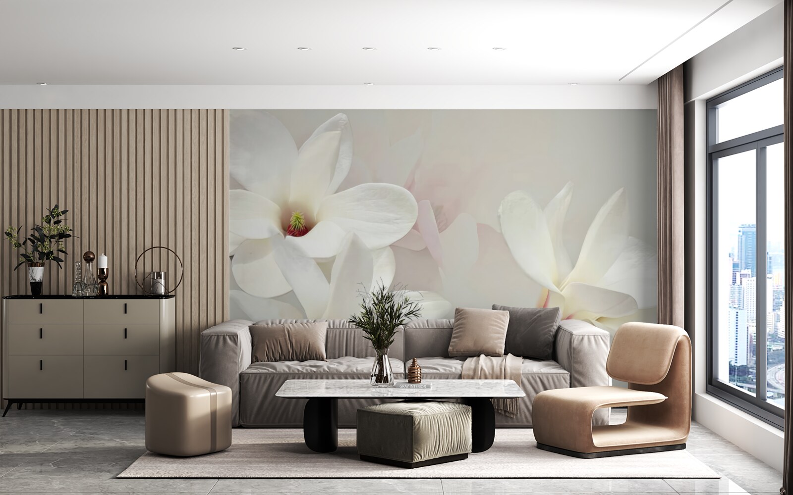 Fototapeta veľké biele kvety v plnom kvete