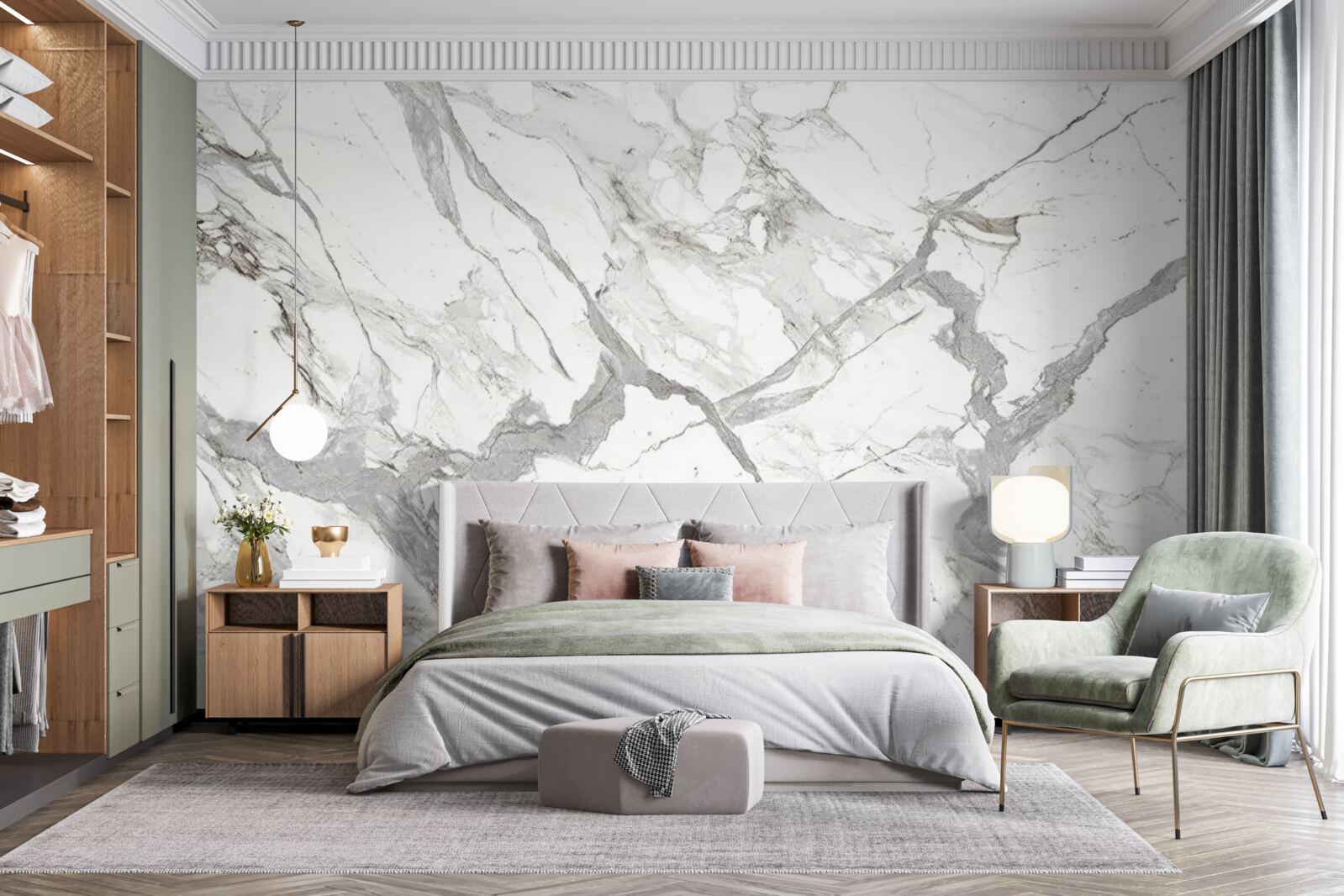 Fototapeta biely mramor so sivým odtieňom