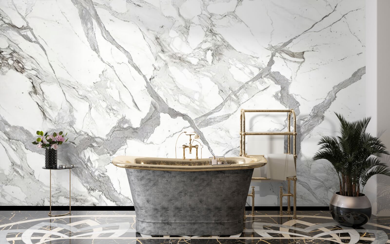 Fototapeta biely mramor so sivým odtieňom