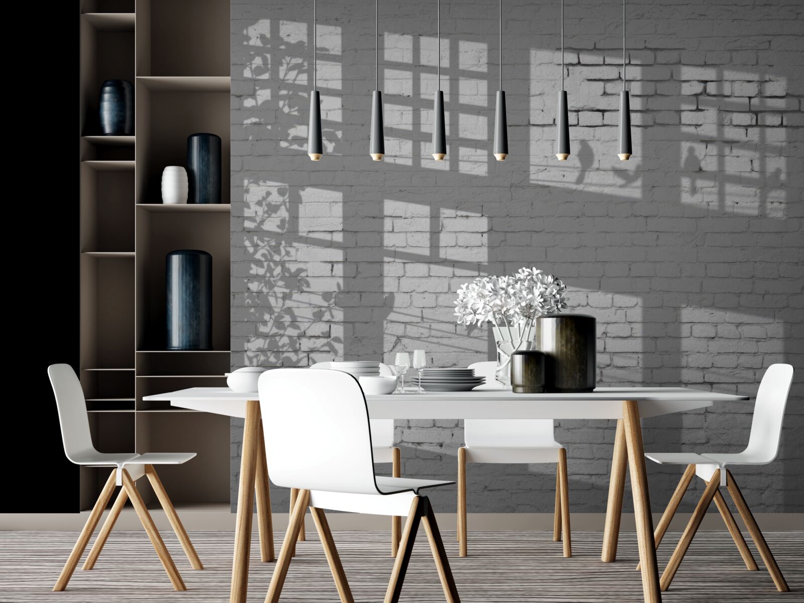 Fototapeta odrazy na svetlej tehle