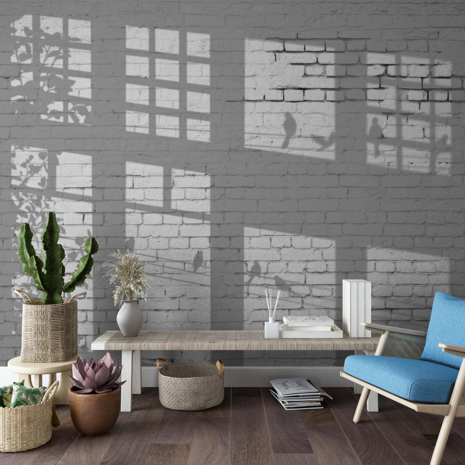 Fototapeta odrazy na svetlej tehle