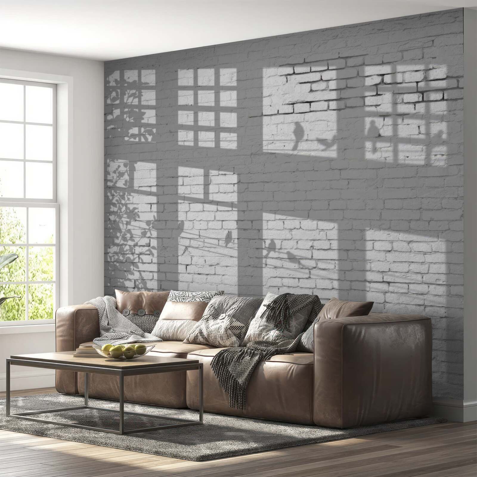 Fototapeta odrazy na svetlej tehle